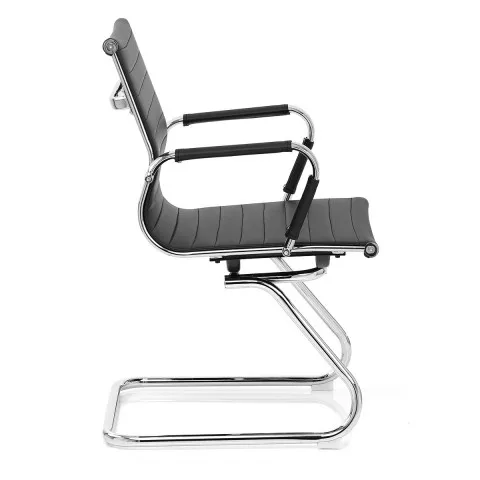 no wheel PU leather bow metal frame meeting conference room computer chair