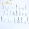 New A B C D E F G Arranged Letter Hairpin H I JK LMN Rhinestone Word Clip OPQ R S T Single Letter Clip UV W XYZ Silver Hair Clip