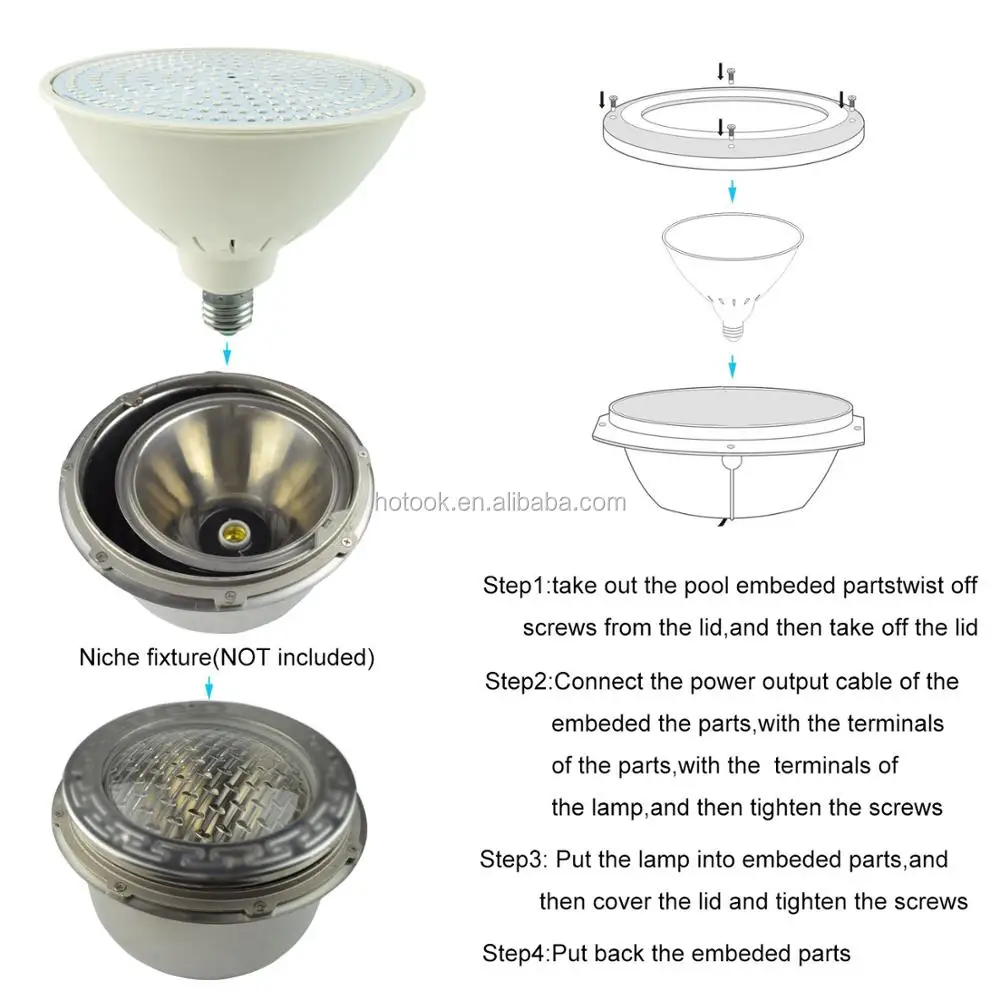 PAR56 E27 LED Swimming Pool Light Underwater 120V for Pentair Haward Fixture