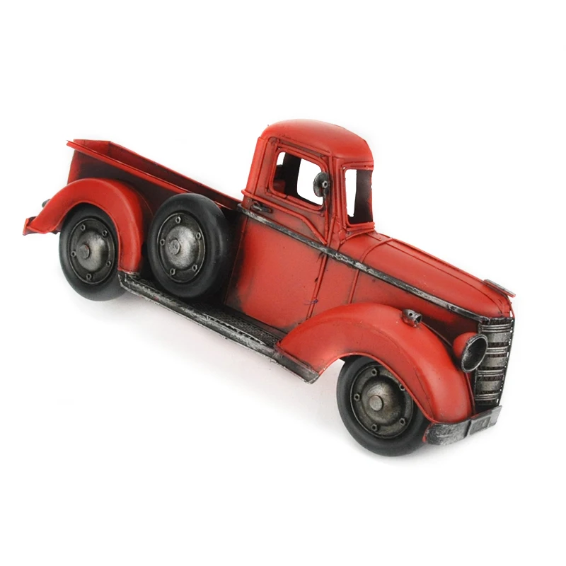 Vintage Red Truck Model Retro Iron Wall Hangings For Home Decor Prop