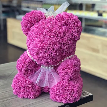 roses shaped into a bear