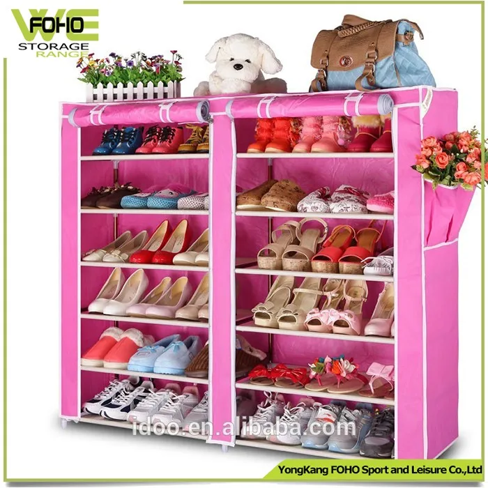 Shoe Rack Simple Designs Pink Stripe Printed Wholesale Modern Cheap