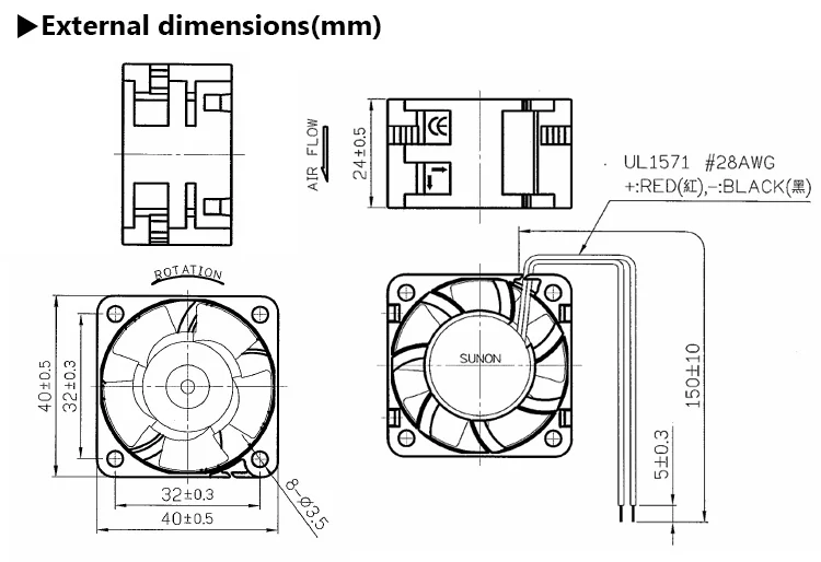 Standard Sunon 4024 40mm 40x40 Electrical Mini Laptop Axial Flow Small ...