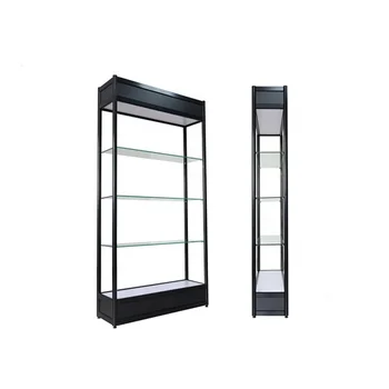 78 Tall Tempered Glass Perfume Shop Display Cabinet Black