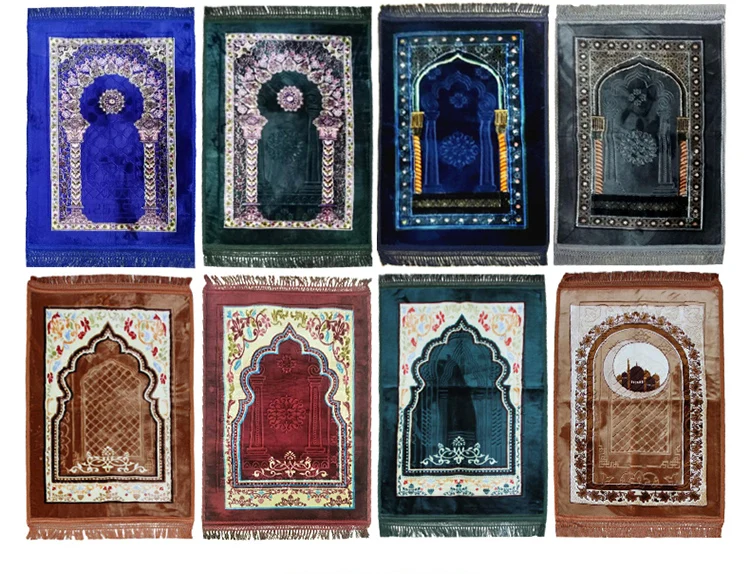 prayer mat factories wholesale raschel printed pattern islamic prayer rug for muslim prayer.jpg