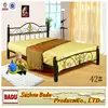 black antique metal double bed frame design furniture with pine wood legs B-42
