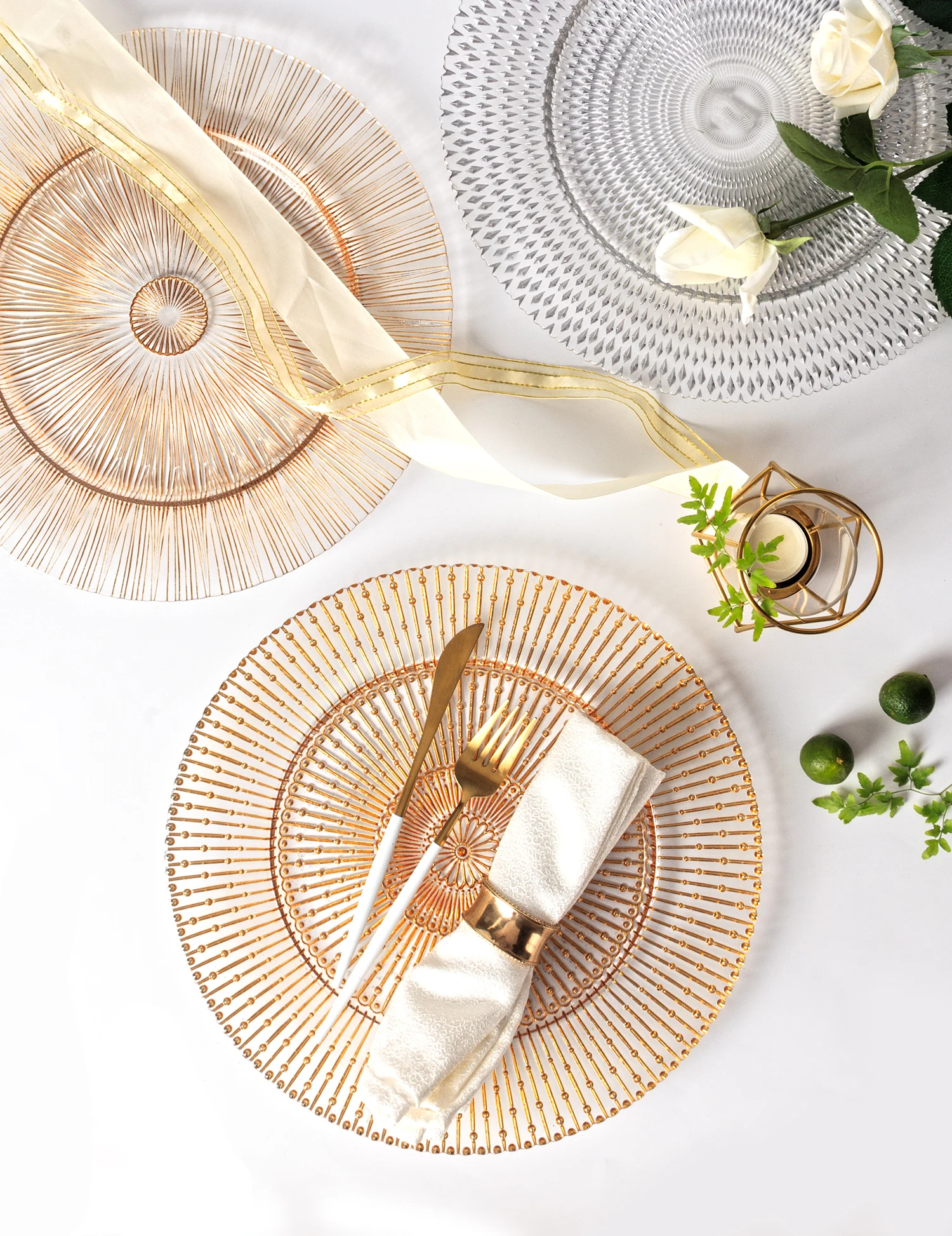 Rose Gold Clear Glass Charger Plates Manufacturer,Plate Charger Buy