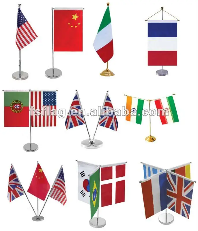 Office Decoration Desk Banner Sliver Flag Pole Table Top Flag Stand