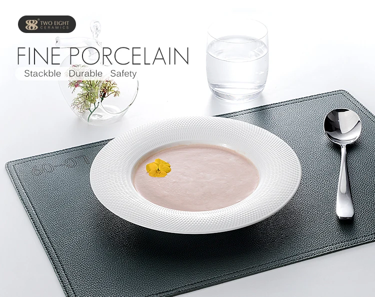 Modern Chaozhou Factory Design Ceramic Plate, Two Eight Grid Design Porcelain Buffet Plate Soup Plate Porcelain@