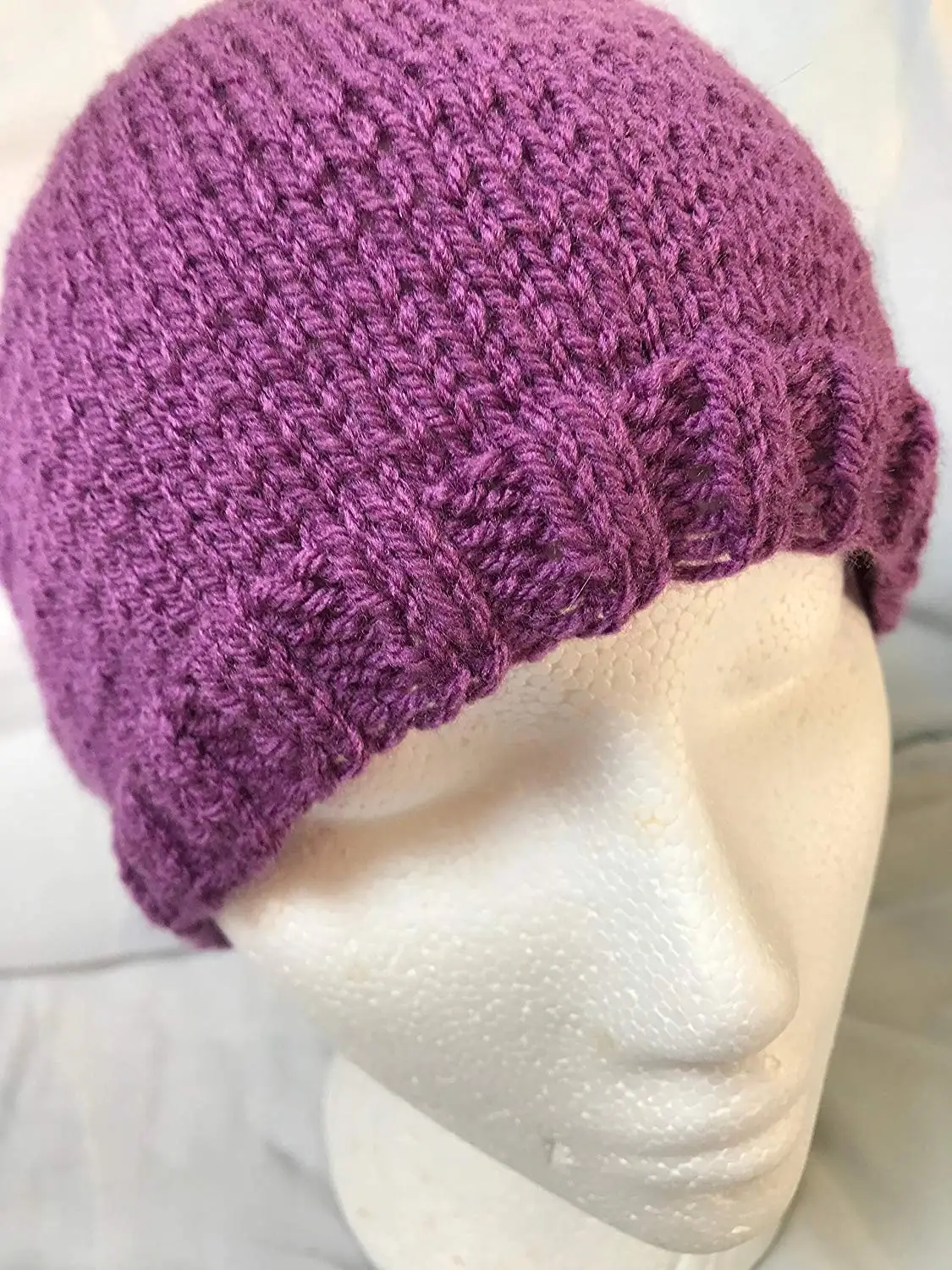purple knit hat