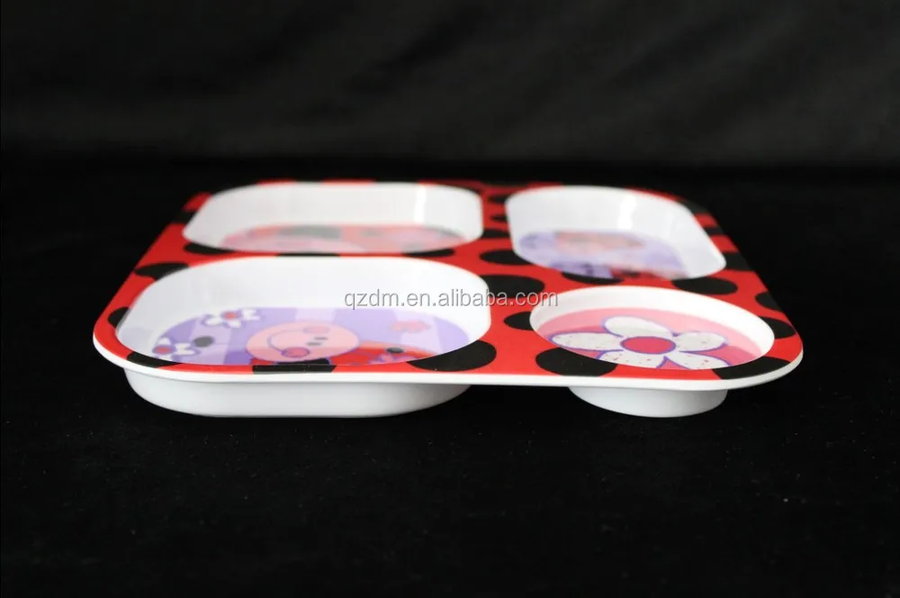 Melamine 4 Section Dinner Plate Plastic Children Divide Plate