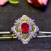 luxury gemstone jewelry 18K gold South Africa real diamond 0.8ct natural pigeon blood ruby ring for women