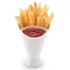Food Grade 2 in 1 Cone Plastic Salad Finger Foods French Fries Dipping Cup