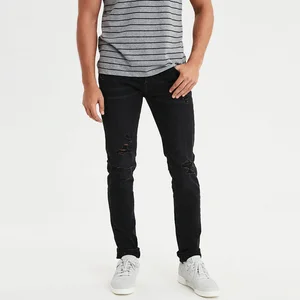 Oem latest design custom wholesale blank men washed jeans pants