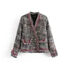 women long sleeve tassel fringes tweed jacket classic elegant pearls button suit blazer jacket for office lady formal wear