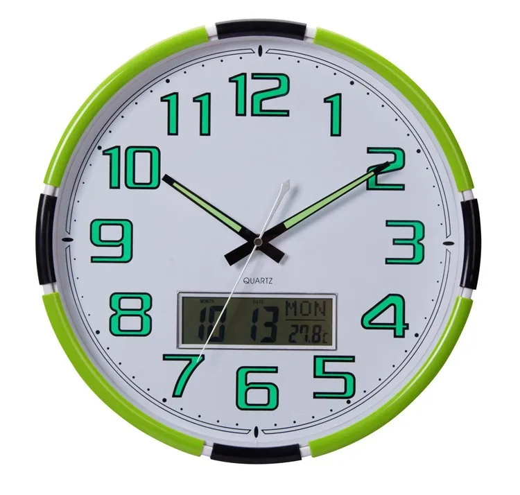 Quality Analog Luminous Wall Clock With Lcd Calendar Date Buy Analog