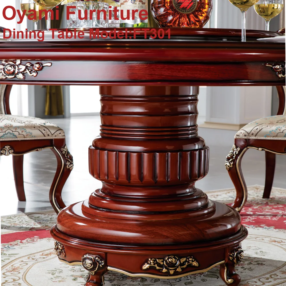 Made in china antieke ontwerp koninklijke hout eettafel set ...