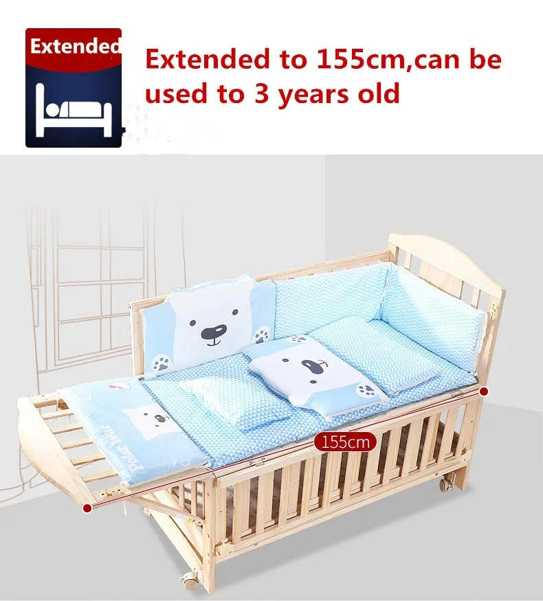 Height Adjustment Simple Design Baby Cot Crib With Mattress And Drawers