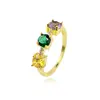 hot sale rainbow stone gold cz ring