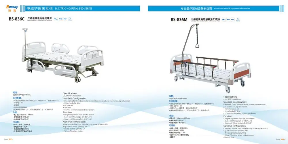 Portable S.s Siderails Steel Powder Coated Two Crank Manual Home