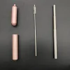Reusable Stainless Steel Metal Collapsible Portable Foldable Telescopic Straw With Silicone Tips Cleaning Brush
