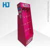 Promotional Floor Standing Hanging Corrugated Cardboard Pegboard Display With Hooks, Phone Accessories Paper Hooks Display