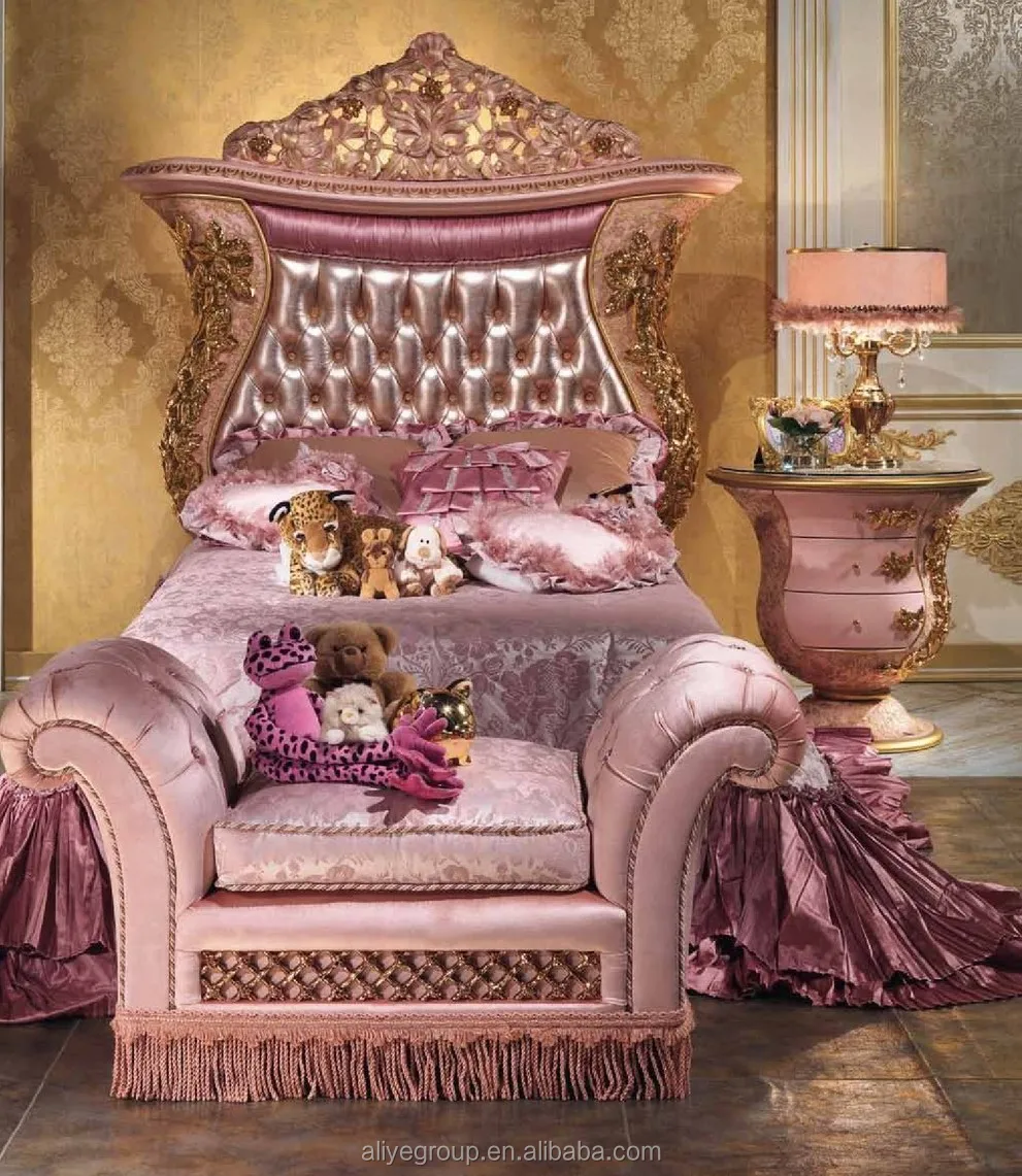 Luxury Pink Color With Gold Children Girl Bedroom