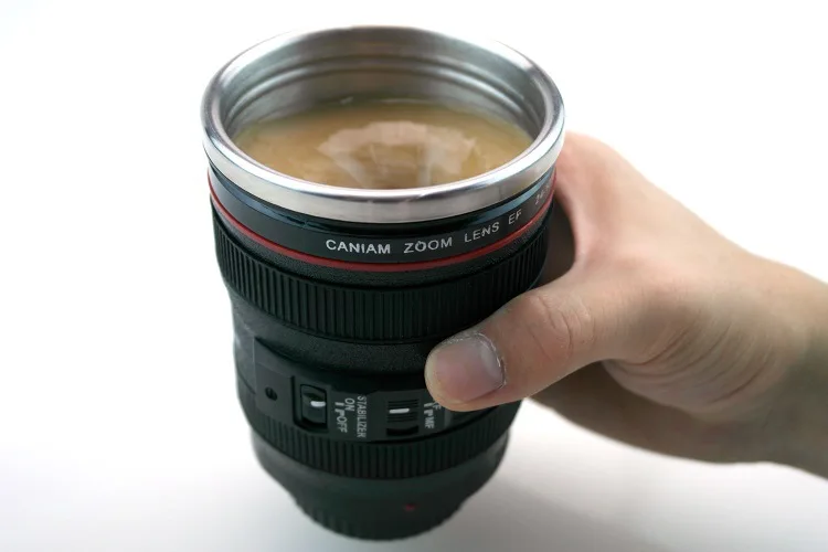camera lens coffee mug