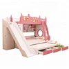 Bunk bed with slide funny cheap kids bed modern bedroom furniture pink M6