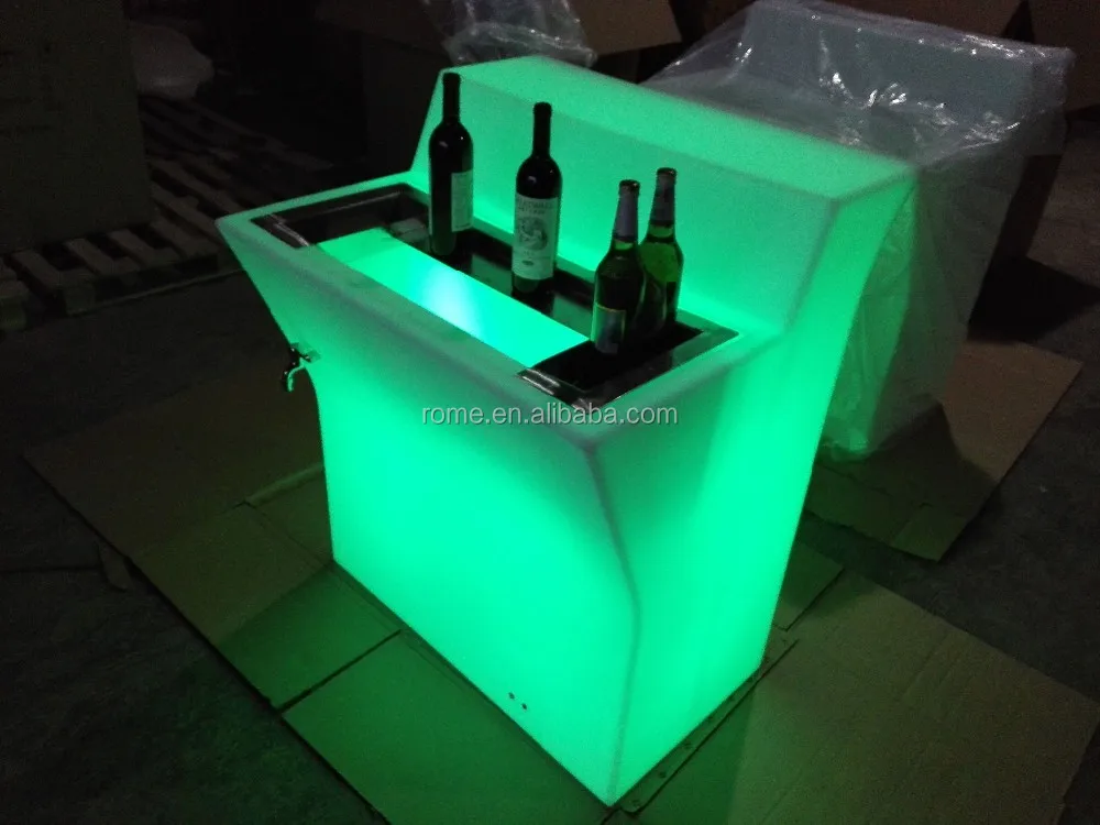 Outdoor Large Led Ice Bucket Table With Drainage System And With
