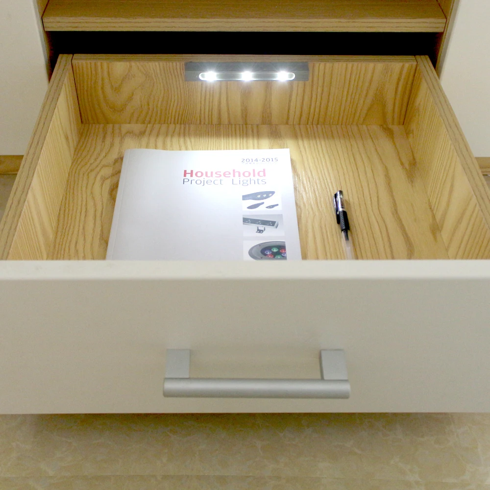 3led Wireless Led Drawer Light Stickon Anywhere 0.3w Vibration
