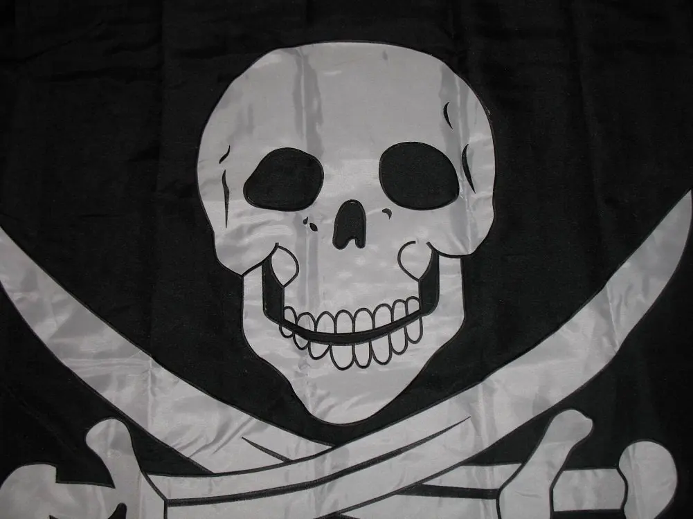 Jolly Roger Calico Jack Flag Embroidered Patch Tan Subdued Pirate Skull Iron-On