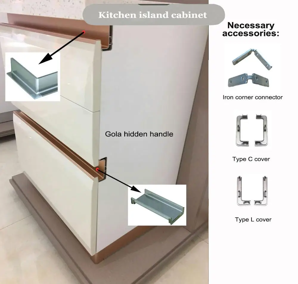 Concealed Pulls No Handle Outer Corner Aluminum Gola