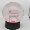 Custom pink elk resin christmas flat base 12cm snow ball