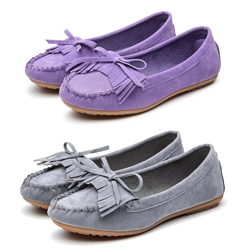 Ladies Womens Casual Moccasin Loafers Boat Shoes Comfort Bowknot Flat JA 
