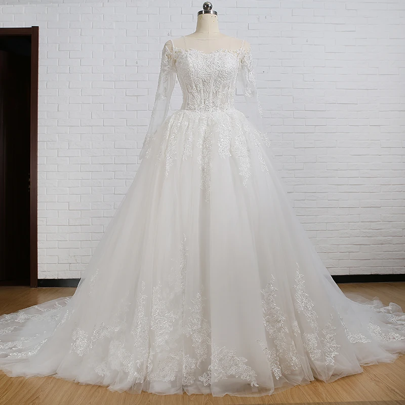 Dubai Royal Bridal Gown Lace Appliques Crystal Rhinestone Beaded Long ...