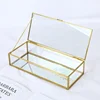 Custom beautiful handmade square mirror glass golden jewelry clear display box