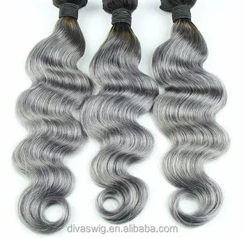 Pure Virgin Body Wave Gray Remy Hair Extensions Gray Hair Weave