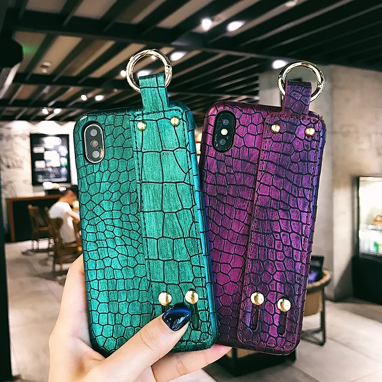 Luxury Ladies Wrist Strap Leather Mobile Back Cover For Iphone Xr