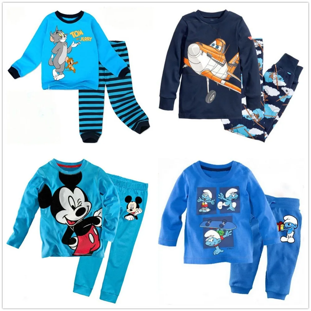 new cotton Long sleeve boy s pajamas sets kid s sleepcoat children s pyjamas boy s