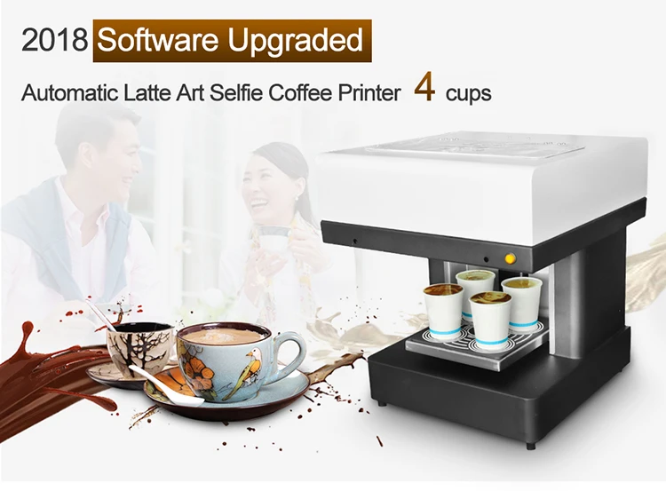 Jetvinner Hotselling 3d Coffee Printer Machine Latte Art 4 Cups Coffee
