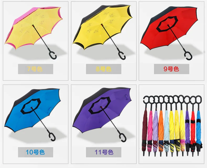 2019 Opposite Reverse Umbrella Double Layer Folding Inverted Inside Outside Parasol Buy Double