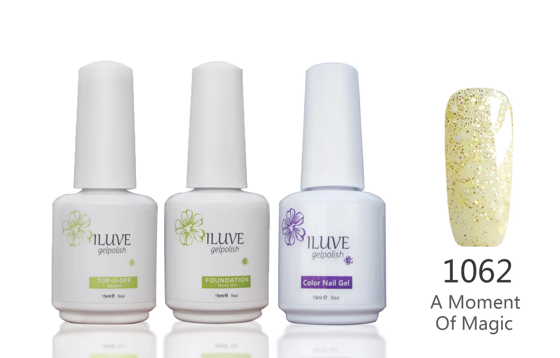 3 packs iLuve Professional Nail Gel Polish Arts Shinny UV LED Lamps Gel 15ml with Base