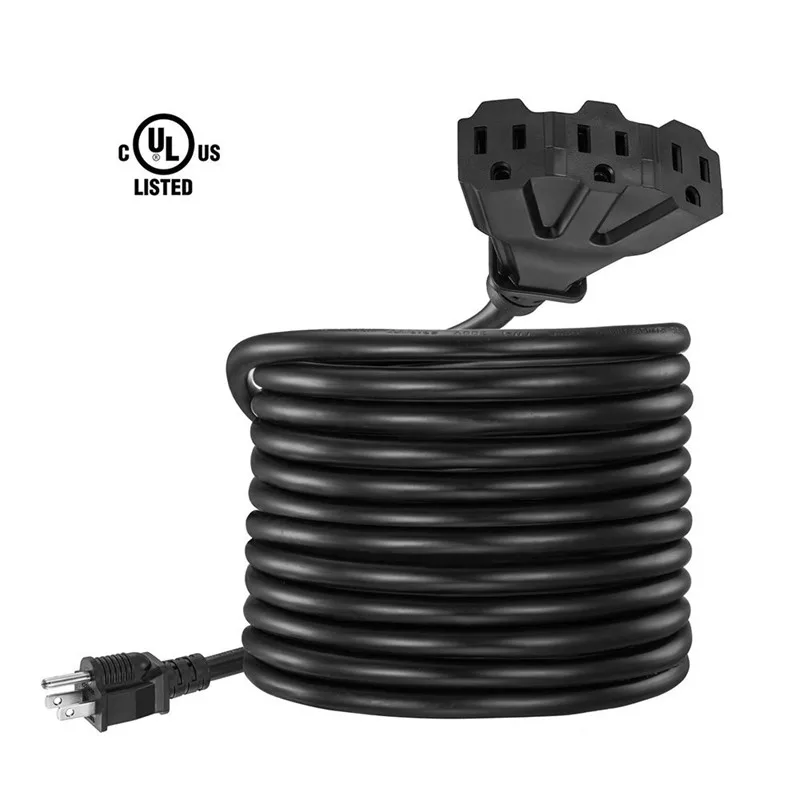 Outdoor Triple Outlet Heavy Duty Power Cable Ac Power Extension Cords