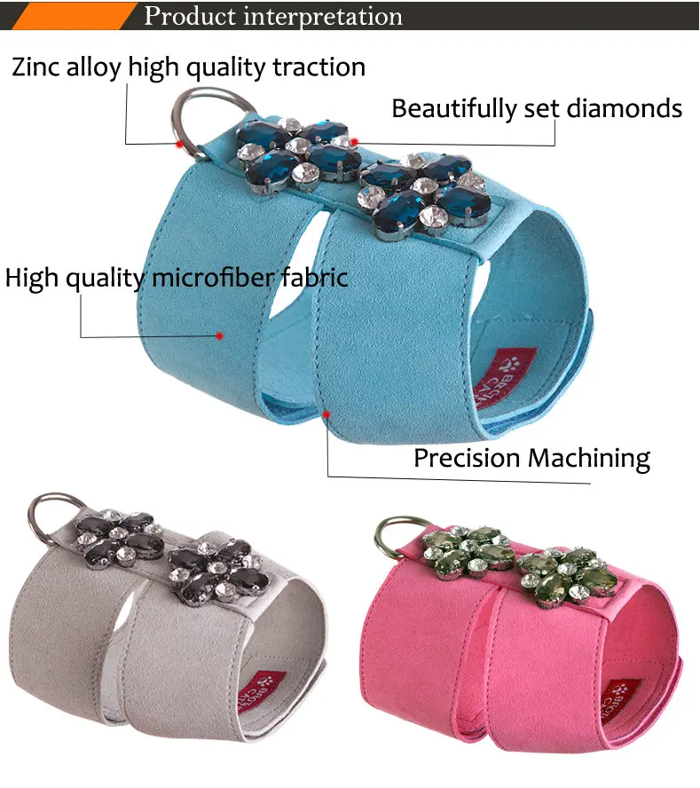 Small Kitten Cat Teddy dog accessories Soft Suede Fabric Fashion jewels puppy Dog Harness with leash set