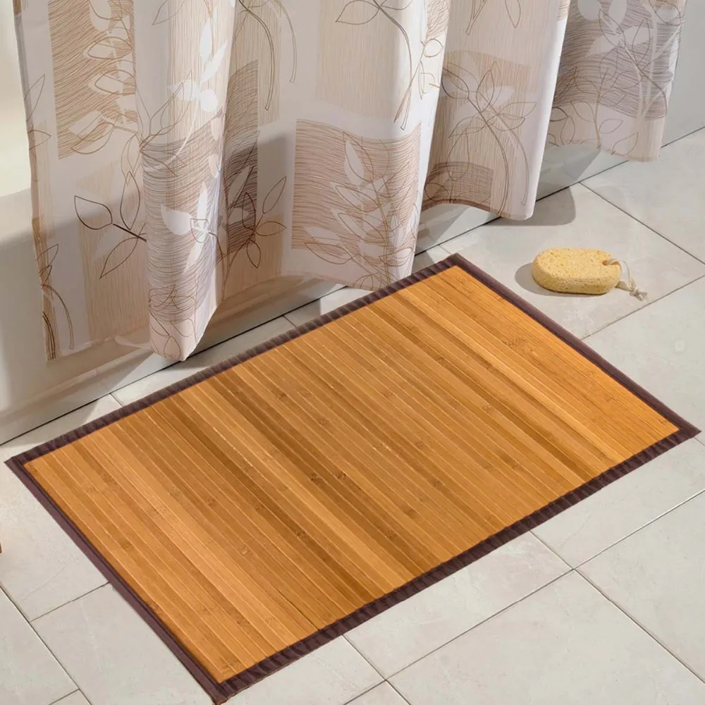 Bamboo Non Skid Water Resistant Bath Floor Mats Non Slip Shower