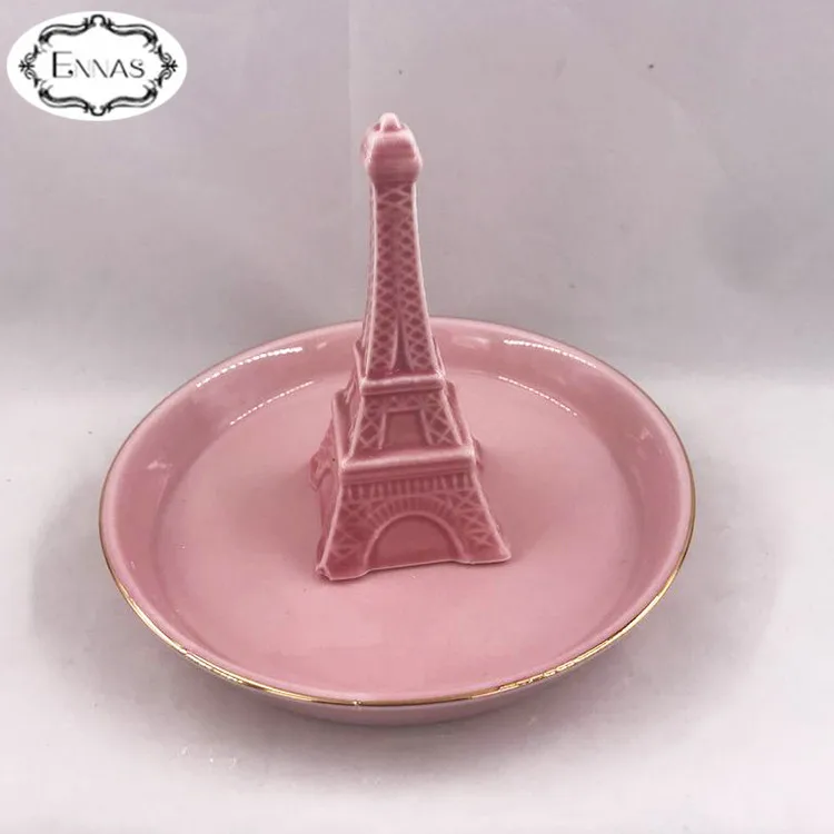 Ceramic Crafts Eiffel Tower Ceramic Jewelry Tray Home Decor