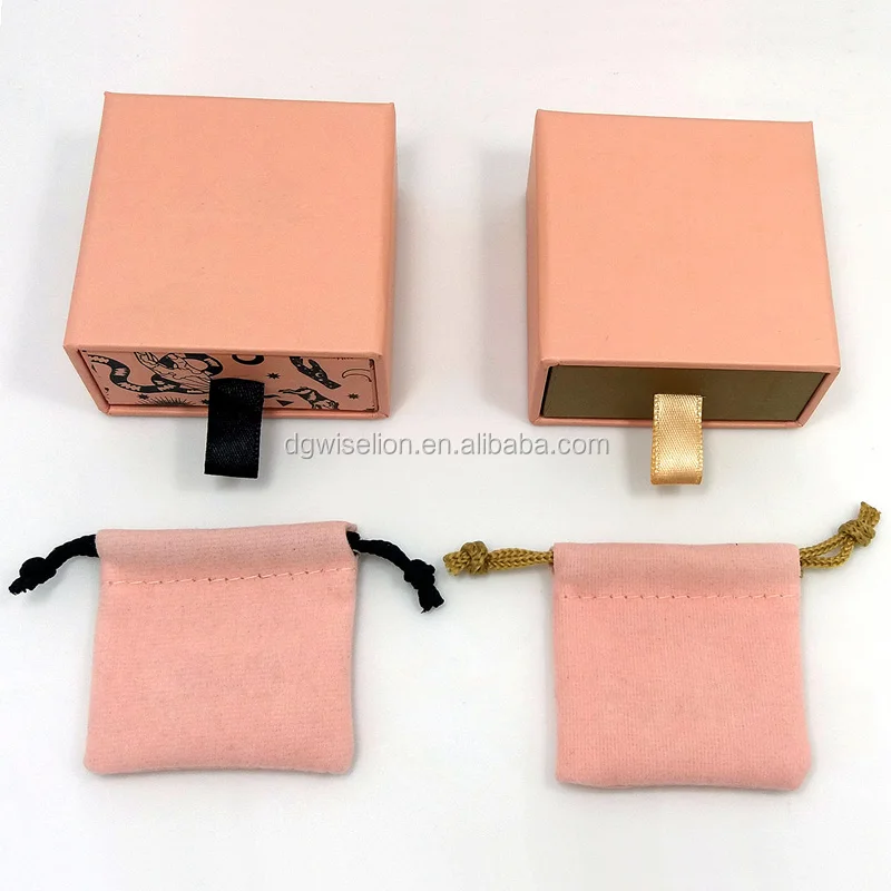 Custom Matchbox Style Drawer Jewelry Box with Velvet Pouch for Elegant ...