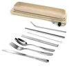 Portable 7 Pieces Flatware Set 18/18 stainless steel camping cutlery set
