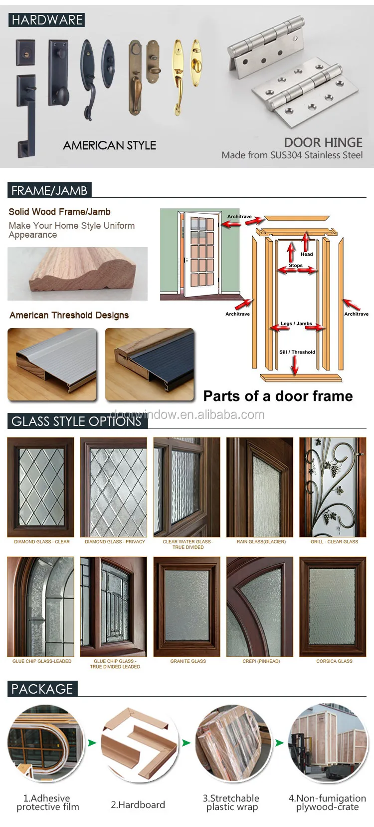 Install easily exterior door decorative top exterior glass door panels with solid wood